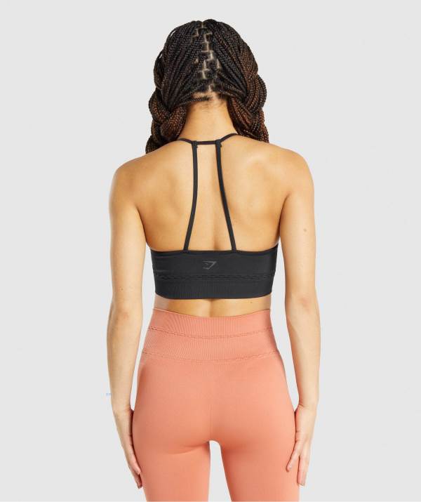 Damske Športové Podprsenky Gymshark Studio Seamless Čierne | RW7019438